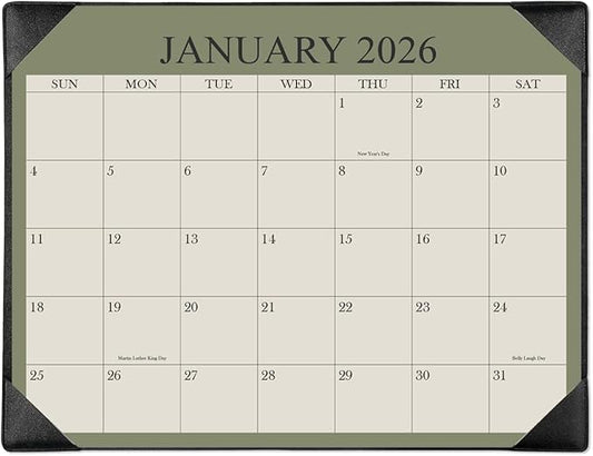 Desk Calendar 2026 with Desktop Mat, 18 Month Small Desk Pad Calendar from January 2026 to June 2027, 8.5" x 11" Desk Pad Calendar 2026 for Home, School Office, Black