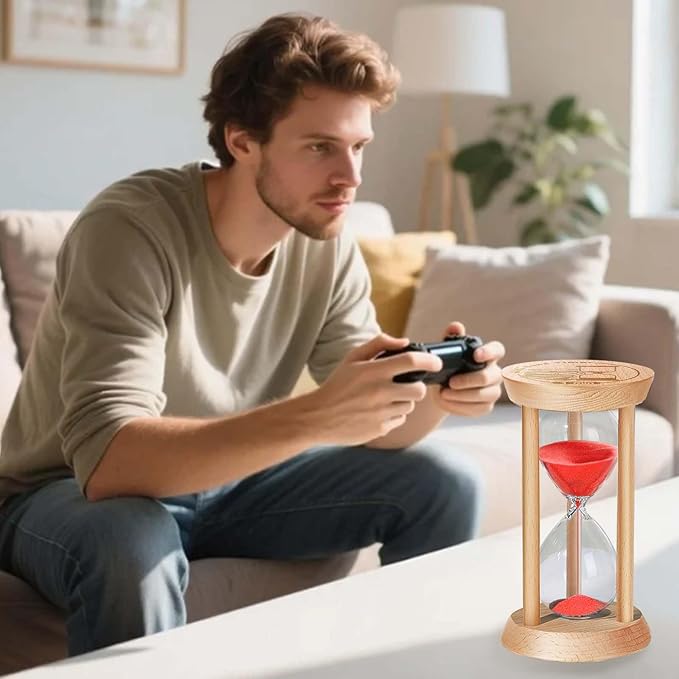 SuLiao Wooden Sand Timer 15 Minute Hourglass, Wood Blue Sand Clock, Small Watch 15 Min Timer, Hour Glass Sandglass for Home, Reloj De Arena, Office, Decorative, Game, Classroom