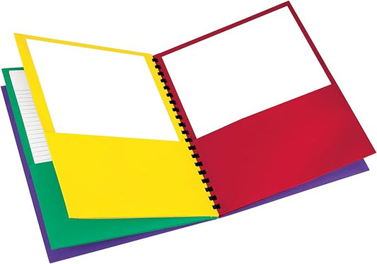 Oxford 8 Pocket Organizer, Letter Size Folder with Plastic Comb Binding, Great for School Subjects, Assorted Colors (Red, Green, Yellow, Purple), For 8-1/2 x 11 Inch Papers, 200 Sheet Capacity (99656)