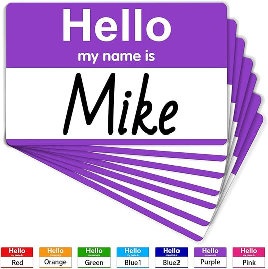 200 Pcs Name Tags,Hello My Name is Stickers,Purple Name Tag Stickers, Adhesive Name Label for Office,Meeting,School,Teachers and Mailing(3.5" x 2.25")