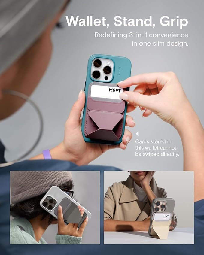 MOFT Magnetic Wallet Stand Compatible with iPhone 17/16/15/14/13/12 Series, Angle Adjustment & Magsafe Compatible MOVAS Phone Stand,Jungle
