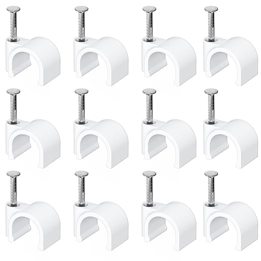 Jadaol 8mm Wide Design Cable Clips with Nails for Round Ethernet Cables, Cord Clips for Wall, Nail-in Wire Tacks for Cat5/Cat6/Cat7 RJ45 Cable, Coaxial, TV, Speaker, Electrical Wire, 100 Pack