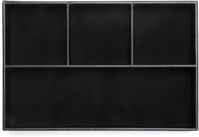 BTSKY 4 slots Desk Drawer Organizer, PU Leather Drawer Storage Organizer Divider for Office Desk Supplies Value Collection and Accessories Multi-Purpose Storage Desktop Organizer Tray(Black)
