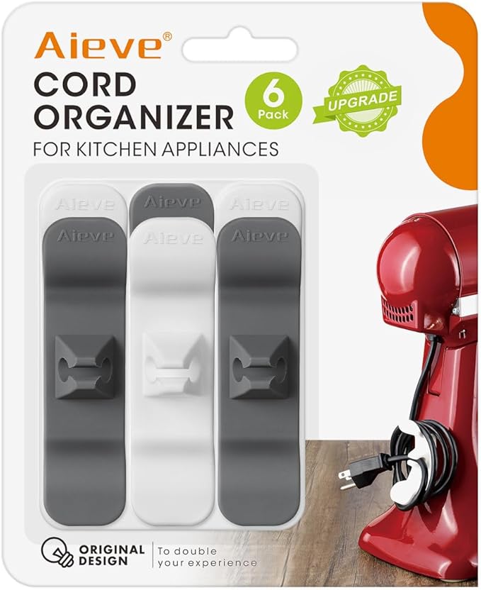 Aieve Cord Organizer for Appliances, 6 Pack Kitchen Appliance Cord Organizer, Appliance Cord Wrapper Cord Holder Stick on