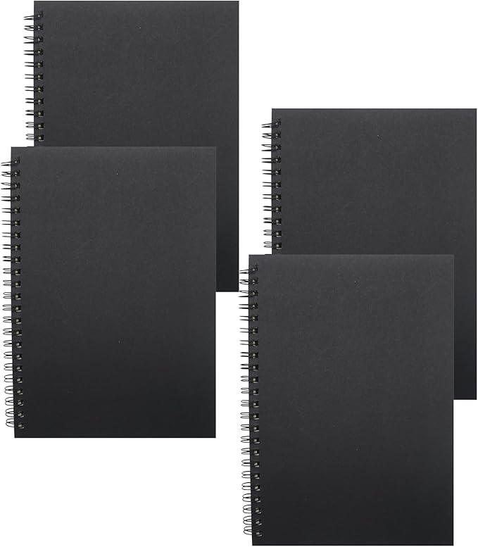 YYaaloa 8-Pack A5 Lined Sketch Book Soft Cover Spiral Notebooks Journals 120 Pages 5.7" x 8.3" Cream colored paper (A5 Lined black 8pcs)