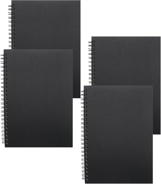 YYaaloa 8-Pack A5 Lined Sketch Book Soft Cover Spiral Notebooks Journals 120 Pages 5.7" x 8.3" Cream colored paper (A5 Lined black 8pcs)