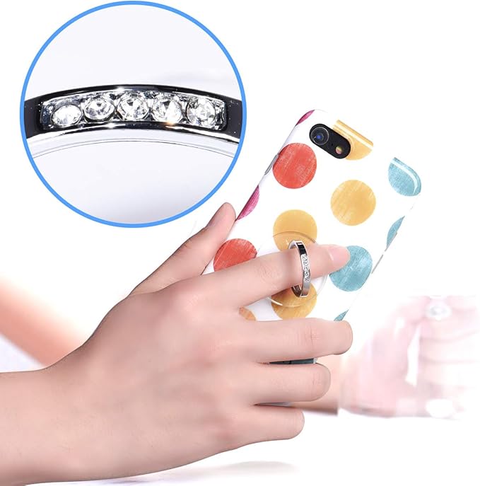 Transparent Phone Ring Holder Grip - EI Sonador Clear Cell Phone Ring Stand Holder Finger Grip Kickstand 360° Rotation, Compatible with Most of Phones, Tablets and Case (2 Aquamarine Diamond)