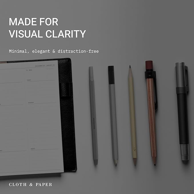 Cloth & Paper 2026 Dated Daily Planner Inserts - Monday Start | Half Letter Size 5.5 x 8.5 Inches | Discbound Planner Refill |2 Days Per Page | 8 Disc Punch | Daily Organizer Pages | Heavyweight Paper