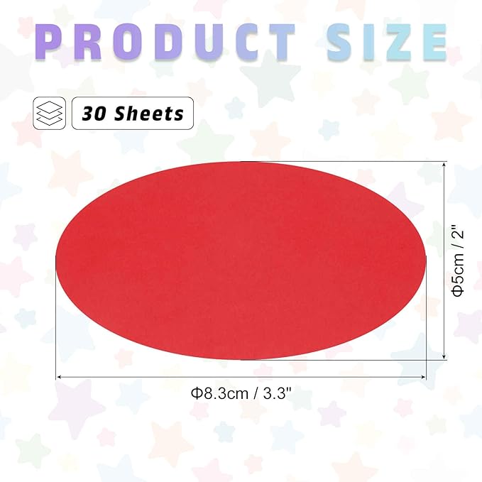 MECCANIXITY 30pcs Oval Card Stock 3-3/10 Inch 50lb/180gsm Thick Cutouts Coaster Paper for Craft Bulletin Board Decor, Dark Red