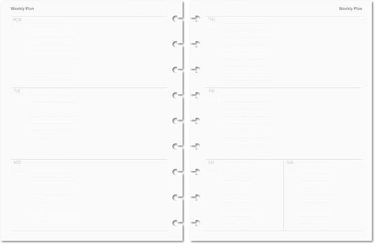 Discagenda Planner Insert Refills Discbound 120gsm 80lb (Weekly Horizontal, HP Classic (7 x 9.25in))