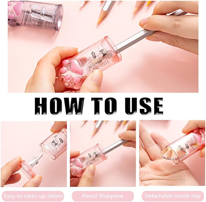 4Pcs Cute Stationery Set,Kawaii School Supplies,Including 2 Retractable Erasers and 2 Pencil Sharpeners, for Kawaii Office School Home Supplies(Eraser and 2Pcs)