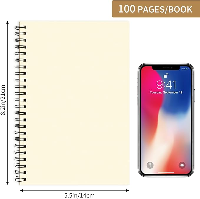 EOOUT 12 Pack A5 Blank Spiral Notebooks Sketchbooks, Unlined Journals 5.5 x 8.3in, 50 Sheets 100 Pages, Diary Sketch Books for Drawing, Art, Students, Office