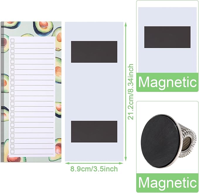 3 Pack Shopping List Pad & 1 Magnetic Pen Clip - 150 Tear Off Sheets - Magnetic Grocery List Notepad with Pen Holder for Fridge