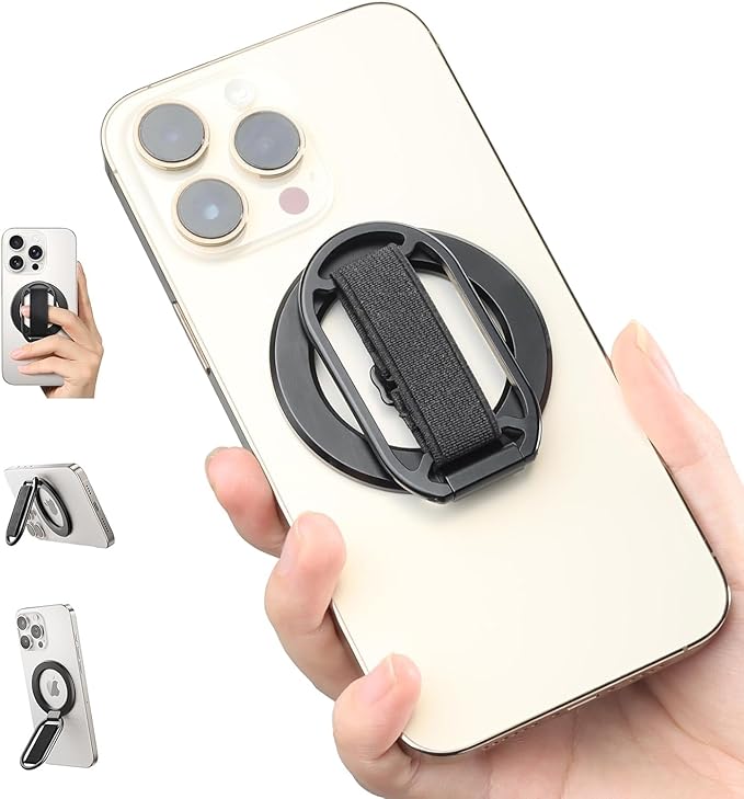 SUPERONE for MagSafe Phone Grip, Magnetic Phone Ring Holder, Magnetic Phone Grip with MagSafe Strap, Adjustable Finger Ring Grip Kickstand for iPhone 17 16 15 14 13 12 Series Mag Safe Accessories