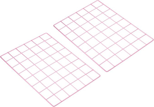 PATIKIL 16"x12" Wire Grid Panel, 2 Pack Wall Grid Decorative Panels Board Photo Pictures Display Decor Hanging Organizer for Home Office, Pink