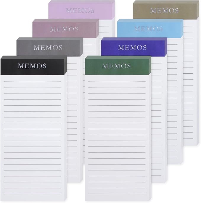 FLIPPED 8 Pack Magnetic Notepads for Refrigerator，Magnetic Note Pad for Fridge，Notepad Grocery List Full Magnet Back Design Magnet Memo Pads for Grocery List, Shopping List(Minimalism)