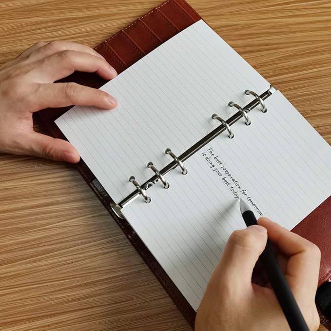 200 Sheets A6 Lined Paper for Filofax Personal Binder Planner, White 100gsm Ruled Pages, 6 Hole Punched, 3.75 x 6.75 Inch