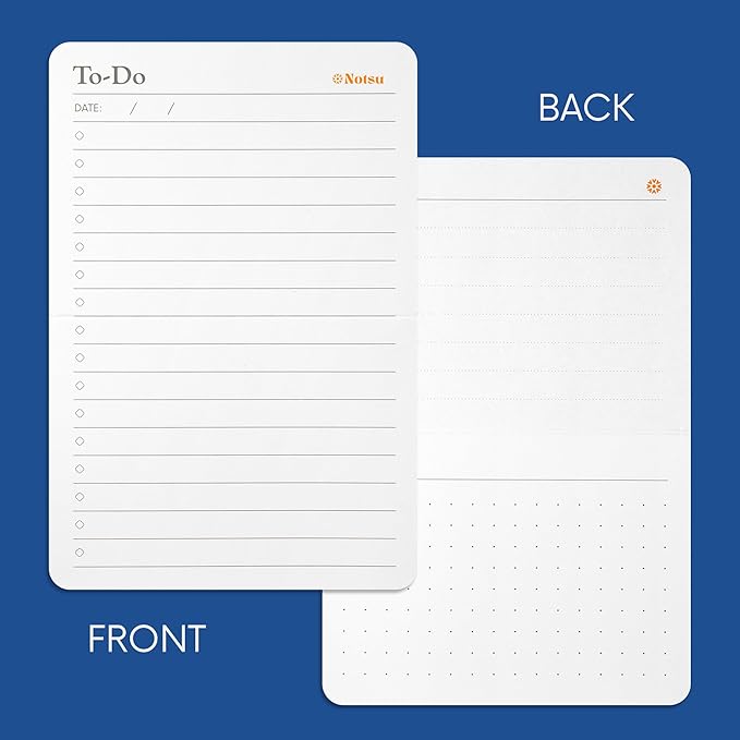 Notsu To Do List Grid Index Cards 4x6 | 40 Task Planner Foldable Vertical Notecards with Rounded Corners