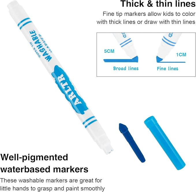 Washable Markers Bulk, Bulk Pack of 320 in 16 Vibrant Colors with Super Tip - Perfect for Kids' Classrooms & Teachers