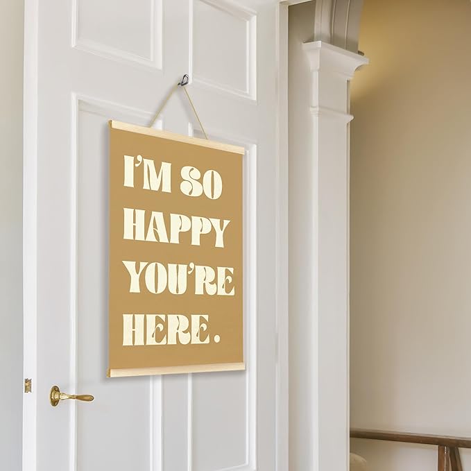 TAEDIN Boho Classroom Wall Art Poster Hanger Frame - Yellow Nursery Wall Art with Wood Frames, Inspirational Wall Hanging Decor for Baby Kids Room School Home Bedroom, 12x16 Inches
