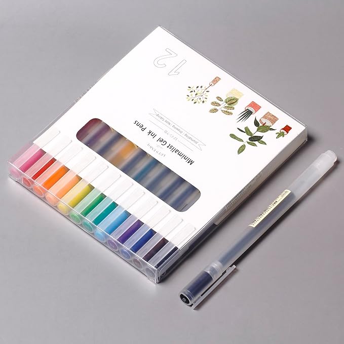 0.5mm Gel Pen Fine Point Colorful Pens for Journaling,12 Color Journal Pens Smooth Writing Colored Pens,Assorted Colors, Pack of 12