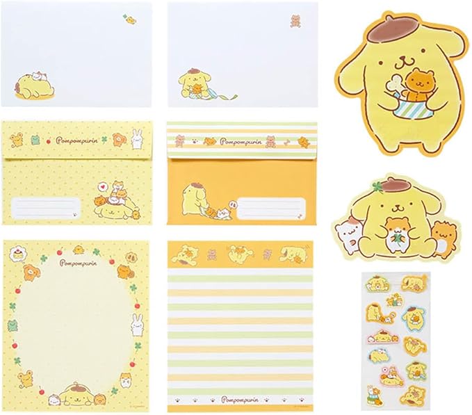 Sanrio 493881 Character Letter Set, Pom Pom Pudding, Package (approx.): Width 6.3 x Depth 0.3 x Height 8.7 inches (16 x 0.8 x 22 cm)
