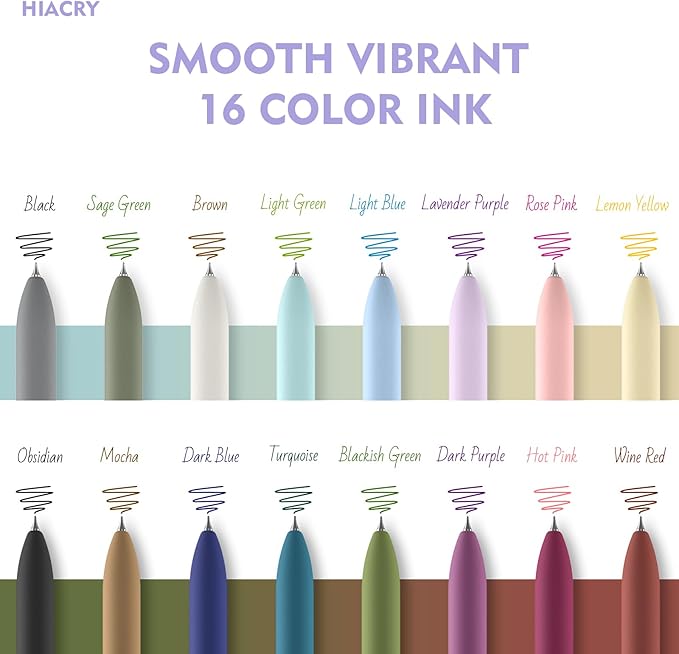 16 Pack Colorful Gel Ink Pens，Quick-Dry 0.7mm Fine Point Fidget Pens for Smooth Writing, Journaling & Drawing, Aesthetic Pens for Women, School & Office Supplies (16 Pcs Vintage＋Morandi Colors)