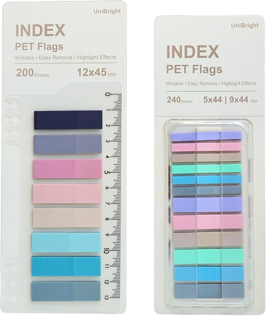 UniBright Sticky Index Tabs Combo Pack Tabs for Notebooks Page Markers Page Tabs Book Tabs and Annotation Tabs Assorted Morandi Colors (440)