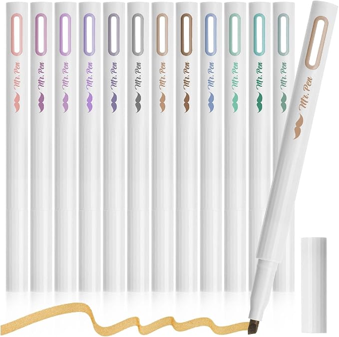 Mr. Pen- Aesthetic Highlighters, 12 Pack, Chisel Tip, Muted Pastel Colors, Cute Highlighters Assorted Colors