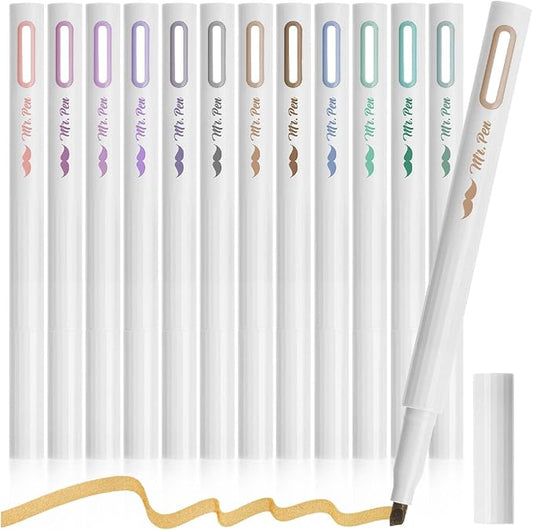 Mr. Pen- Aesthetic Highlighters, 12 Pack, Chisel Tip, Muted Pastel Colors, Cute Highlighters Assorted Colors