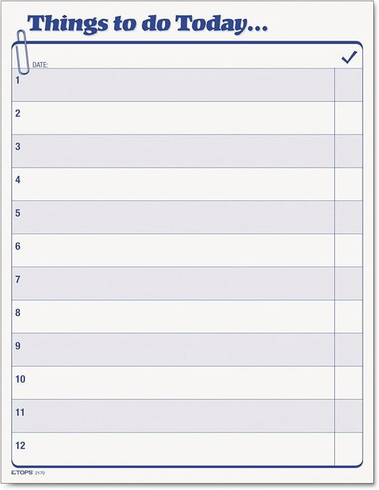 TOPS Daily Agenda Things to Do Today Pad, 8.5 x 11 Inches, 100-Sheet Pad (2170)