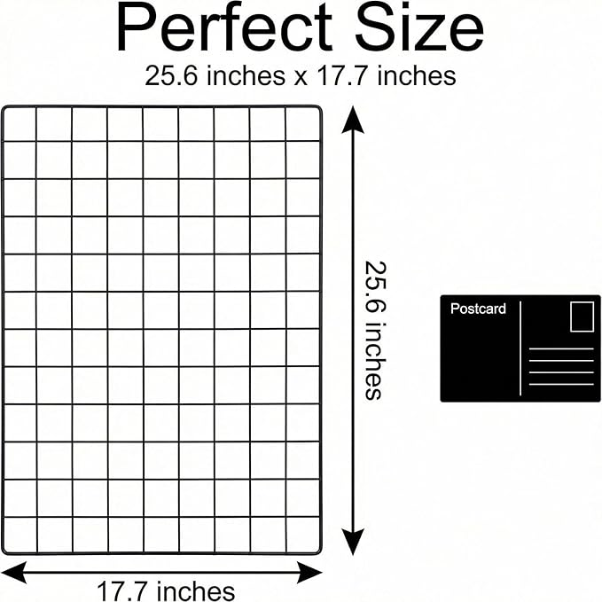 Kaforise Wire Wall Grid Panel, Multifunction Painted Photo Hanging Display and Wall Storage Organizer, Pack of 2, Size 25.6x17.7inch, Black