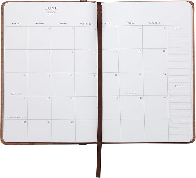 WORLD TRAVELER 2026 Planner - Weekly and Monthly Planner - 6x8 Planning Notebook & Calendar Agenda with Pen, Size 6X8, Brown Map