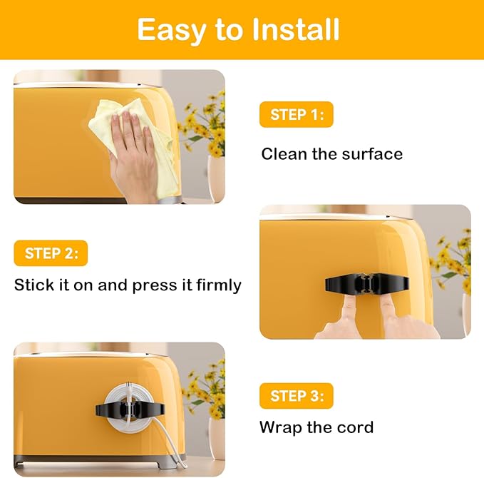 Cord Organizer for Kitchen Appliances-12 Pack, Appliance Cord Organizer Stick on, Small Kitchen Appliances Cord Keeper, Adhesive Cord Holder, Cord Winder for Pressure Cooker, Stand Mixer...