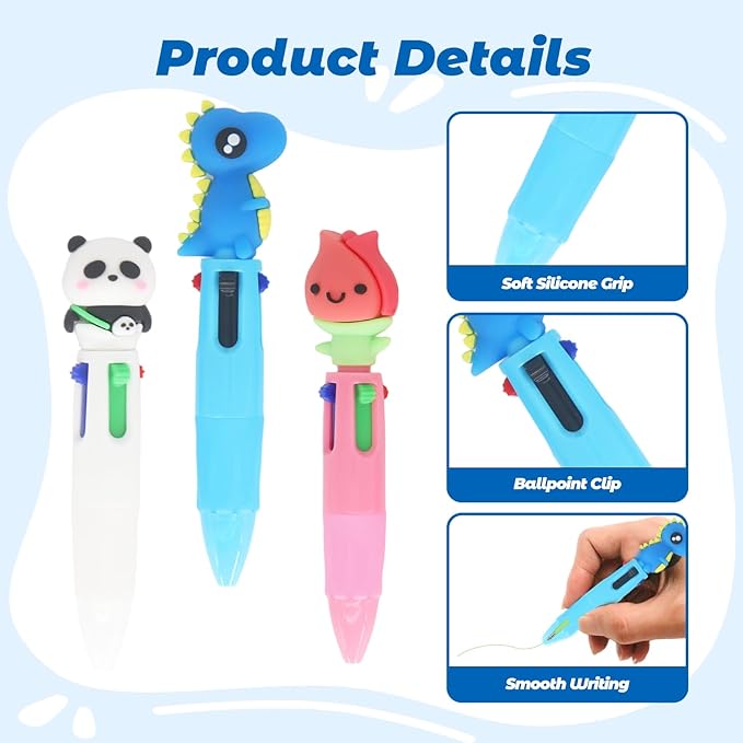 Mini Multicolor Pens in One 4-in-1, Cute Pens Bulk for Children's Party Favors and Birthdays Gifts, Fun Kawaii Cool Ballpoint Pen for Kids Classroom Prizes Teacher Supplies (Cute, 24)