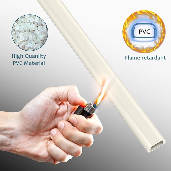 Cable Hider Raceway Kit, 68in(4X L17in) Wire Hiders for TV on Wall, Paintable Cord Cover Channel, Cord Hider for Wall Mounted TV in Home Office, W0.95in X H0.47in, Beige