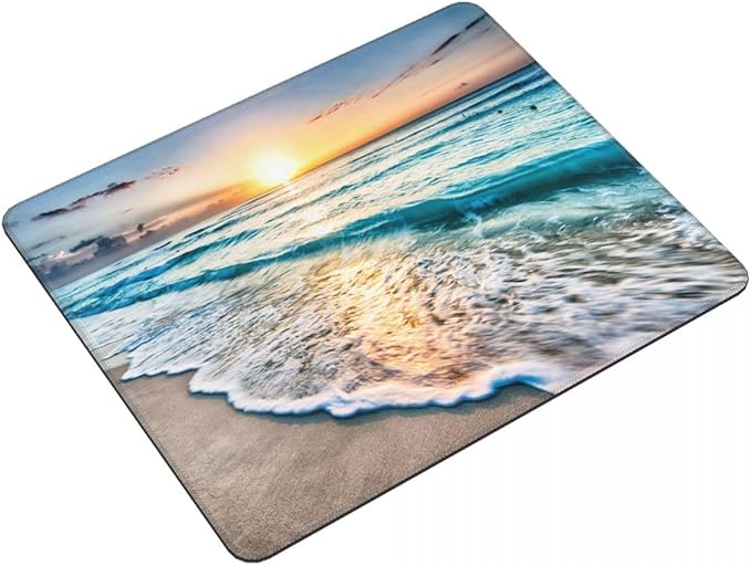 Gaming Map Mouse Pad,Cusetom Small Mousepad with Designs,Non-Slip Rubber Base Gaming MousePads for Computers Laptop Office,9.5"x7.9"x0.12"(240mmx200mmx3mm),Beautiful Sunrise Beach