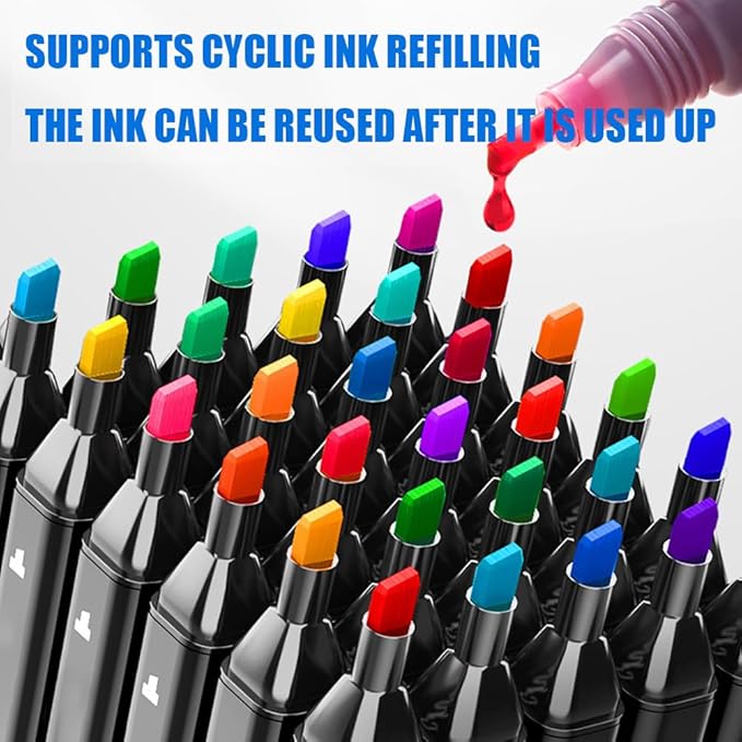 120 Colors Alcohol Markers with Base Art Drawing Markers Set for Adults Painting,Coloring,Sketching, Comics, Illustration- Refillable