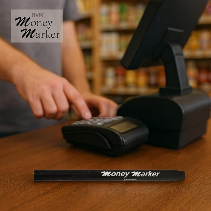 HVM Counterfeit Money Detector Pen (500 Counterfeit Pens) - Money Marker Bill Detector Pen with Upgraded Chisel Tip - Detect Fake Bills, Universal False Currency Checker Pack
