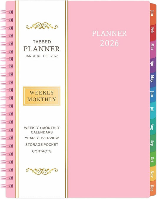 2026 Planner - Planner 2026, 2026 Planner Weekly and Monthly with Tabs, Jan 2026 - Dec 2026, 6.25" × 8.3", Strong Twin-Wire Binding