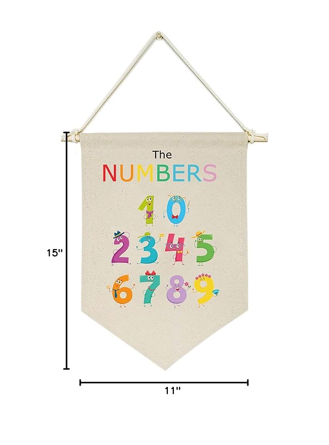 the Numbers Education - Christmas Gifts for Baby Kids Girl Nursery Room Front Door - Canvas Hanging Flag Banner Wall Sign Decor - Preschool Education- Baby Shower,Birthday,New Year Gifts for Baby Kids