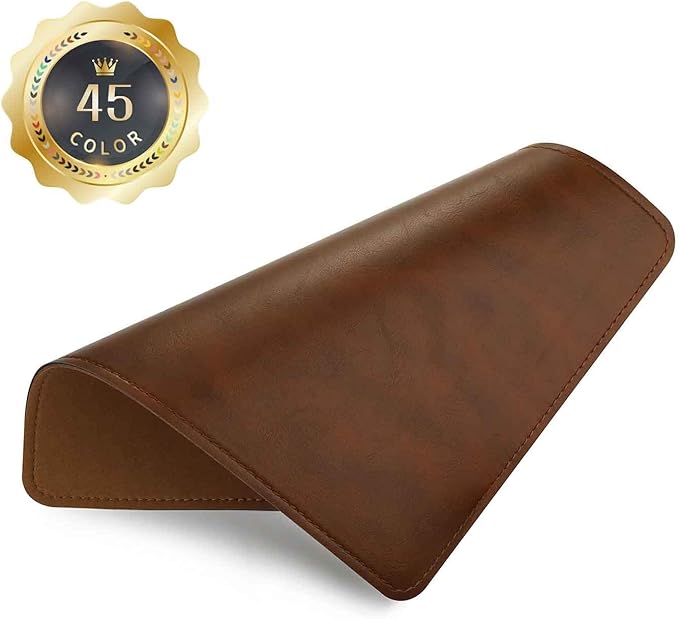 PU Leather Mouse Pad with Stitched Edge, Micro-Fiber Base, Non-Slip Waterproof, 8x11Inch (Dark Caramel Brown)