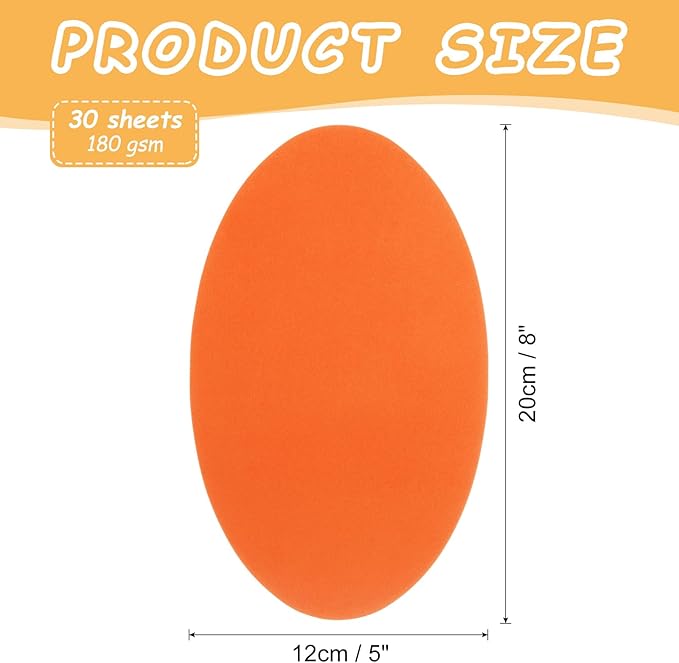 MECCANIXITY 8 Inch Oval Card Stock, 30 Pcs Colored Cutouts Paper Thick Cardstock Coaster for DIY Craft Projects Classroom Bulletin Board Decor, Orange