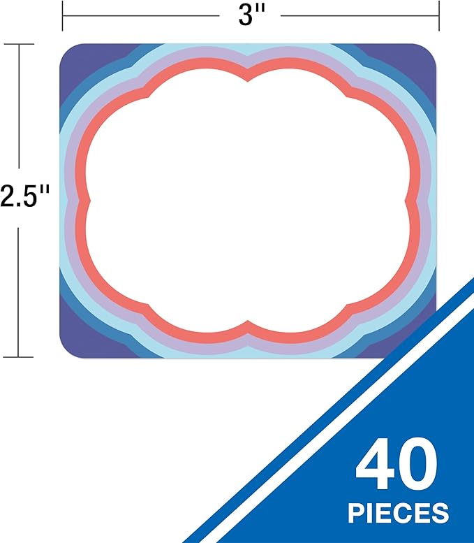 Carson Dellosa We Stick Together 40PC Name Tags, Groovy Nametags for Daycare Labels, Locker Organization, Retro Hello My Name is Stickers, Back to School Decor, Classroom Essentials, Teacher Supplies