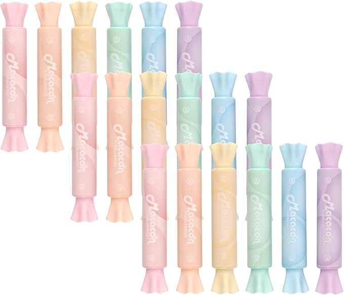 18 Pack 6 Colors Candy Shape Highlighter Daylight Fluorescent ink Highlighter for Students