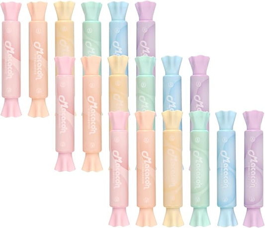 18 Pack 6 Colors Candy Shape Highlighter Daylight Fluorescent ink Highlighter for Students