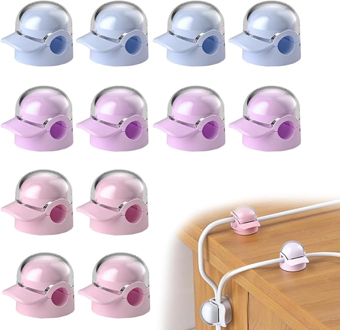 Magnetic Cable Clips, Adjustable Cord Holder for Under Desk Cable Management, Adhesive Wire Organizer for Home Office Desk Wall Car, Cord Keeper for Phone Charger & Cables (12PCS)