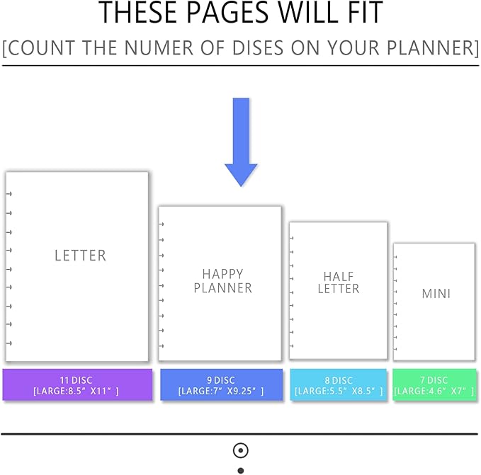 Insert for 9-Disc Classic, Color Password Tracke，Pre-punched Inserts,Refill Calendar