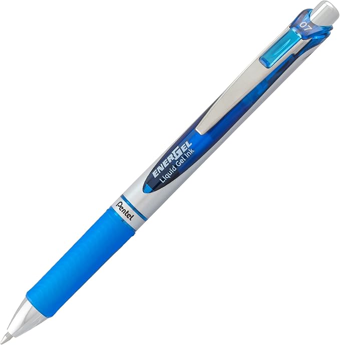 Pentel EnerGel Deluxe RTX Gel Ink Pens, 0.7 Millimeter Metal Tip, Blue Ink, 3-Pack (BL77BP3C)