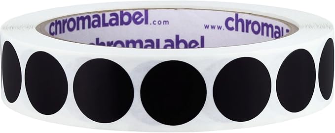 ChromaLabel 0.75 Inch Round Label Removable Color Code Dot Stickers, 1000 Labels per Roll, Black